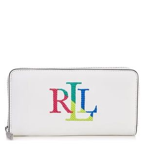 Lauren Ralph Lauren Embroidered Leather Continental Wallet